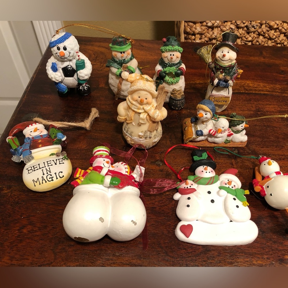 Snowmen Snowman Christmas Ornament Lot of 9 Various  Ornaments